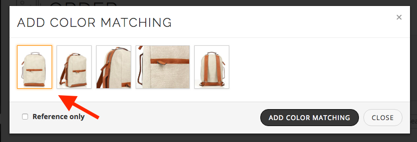 Adding product image color match via reference image